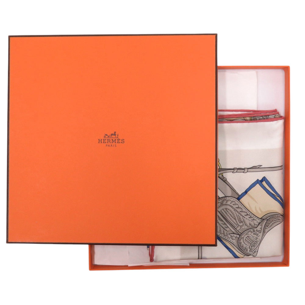 新品同様 エルメス カレ70 エレガントな馬装品 Equipements a Cheval sur l'Elegance シルク グリペルル ボワドゥローズ アルドワーズ スカーフ 0215【中古】HERMES