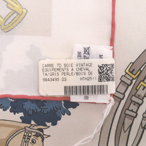 新品同様 エルメス カレ70 エレガントな馬装品 Equipements a Cheval sur l'Elegance シルク グリペルル ボワドゥローズ アルドワーズ スカーフ 0215【中古】HERMES