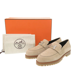 未使用 エルメス モカシン フォーブル H222054Z サイズ37 スウェード ベージュ キャメル ローファー 0218【中古】HERMES