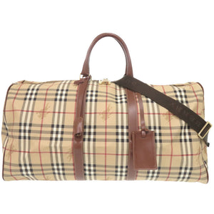 美品 バーバリー チェック シャドーホース PVC レザー ベージュ 2WAY ボストンバッグ 0221【中古】BURBERRY