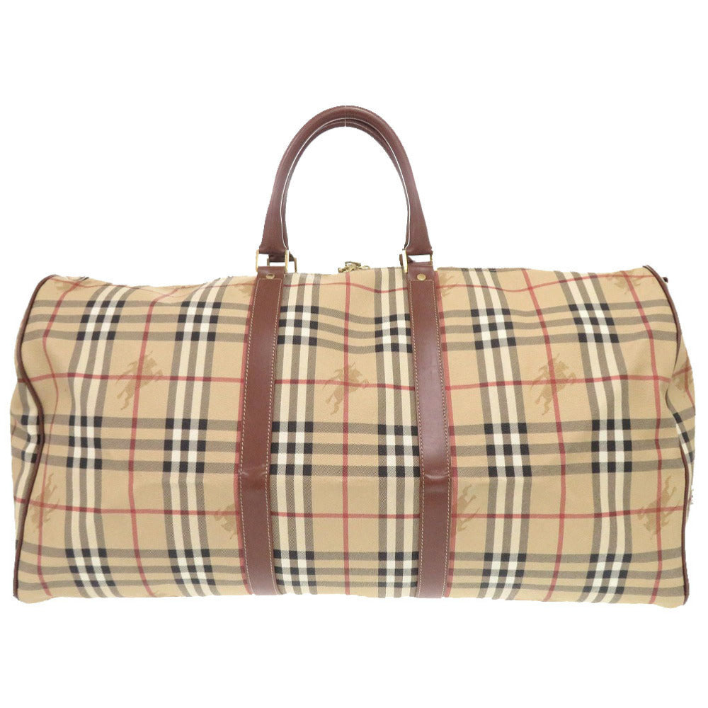 美品 バーバリー チェック シャドーホース PVC レザー ベージュ 2WAY ボストンバッグ 0221【中古】BURBERRY