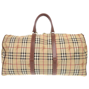 美品 バーバリー チェック シャドーホース PVC レザー ベージュ 2WAY ボストンバッグ 0221【中古】BURBERRY