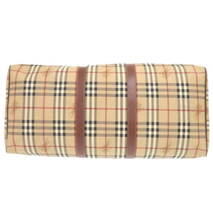 美品 バーバリー チェック シャドーホース PVC レザー ベージュ 2WAY ボストンバッグ 0221【中古】BURBERRY