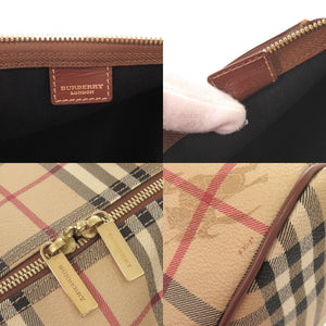 美品 バーバリー チェック シャドーホース PVC レザー ベージュ 2WAY ボストンバッグ 0221【中古】BURBERRY