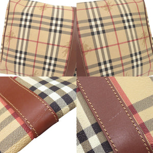 美品 バーバリー チェック シャドーホース PVC レザー ベージュ 2WAY ボストンバッグ 0221【中古】BURBERRY