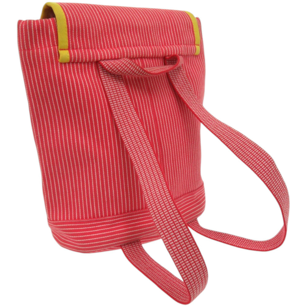 美品 エルメス ストライプ カヴァルカラー キッズ ホース コットン 赤 レッド リュック デイパック 0223【中古】HERMES