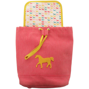 美品 エルメス ストライプ カヴァルカラー キッズ ホース コットン 赤 レッド リュック デイパック 0223【中古】HERMES