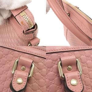 グッチ マイクログッチシマ 449655 レザー ピンク 2WAY ハンドバッグ トートバッグ ショルダーバッグ 0233【中古】GUCCI