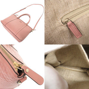 グッチ マイクログッチシマ 449655 レザー ピンク 2WAY ハンドバッグ トートバッグ ショルダーバッグ 0233【中古】GUCCI