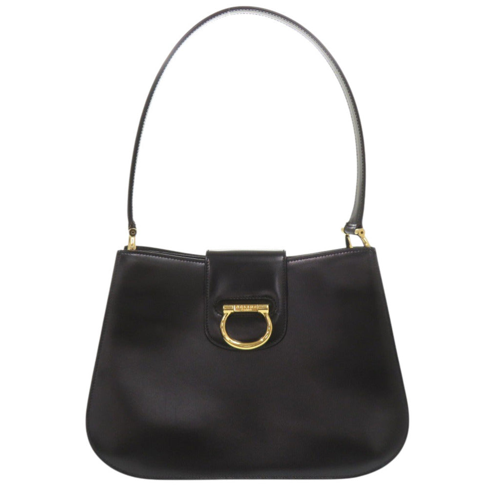 美品 セリーヌ レザー ブラック ショルダーバッグ 黒 0247【中古】CELINE