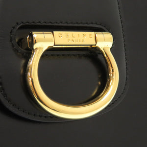 美品 セリーヌ レザー ブラック ショルダーバッグ 黒 0247【中古】CELINE