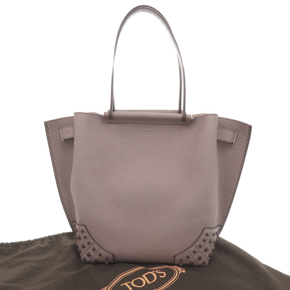 美品 トッズ ウェーブ レザー パープル トートバッグ ハンドバッグ 0249【中古】TOD’S