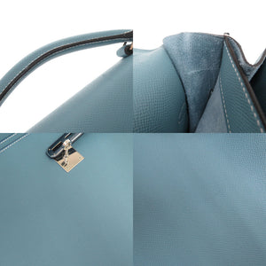 美品 エルメス ケリーデペッシュ38 ヴォーエプソン ブルージーン シルバー金具 □J刻印(2006年製) ビジネスバッグ 0259【中古】HERMES