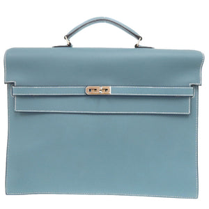 美品 エルメス ケリーデペッシュ38 ヴォーエプソン ブルージーン シルバー金具 □J刻印(2006年製) ビジネスバッグ 0259【中古】HERMES