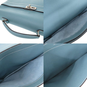 美品 エルメス ケリーデペッシュ38 ヴォーエプソン ブルージーン シルバー金具 □J刻印(2006年製) ビジネスバッグ 0259【中古】HERMES