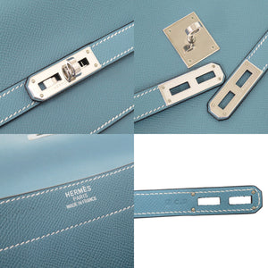 美品 エルメス ケリーデペッシュ38 ヴォーエプソン ブルージーン シルバー金具 □J刻印(2006年製) ビジネスバッグ 0259【中古】HERMES