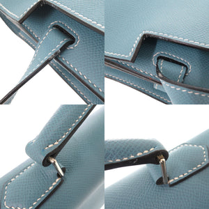 美品 エルメス ケリーデペッシュ38 ヴォーエプソン ブルージーン シルバー金具 □J刻印(2006年製) ビジネスバッグ 0259【中古】HERMES