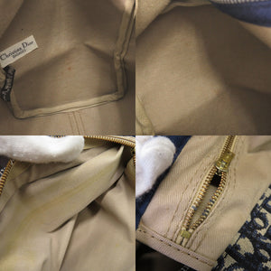クリスチャンディオール トロッター キャンバス レザー ネイビー ベージュ ミニ ボストンバッグ ハンドバッグ 0265【中古】Christian Dior