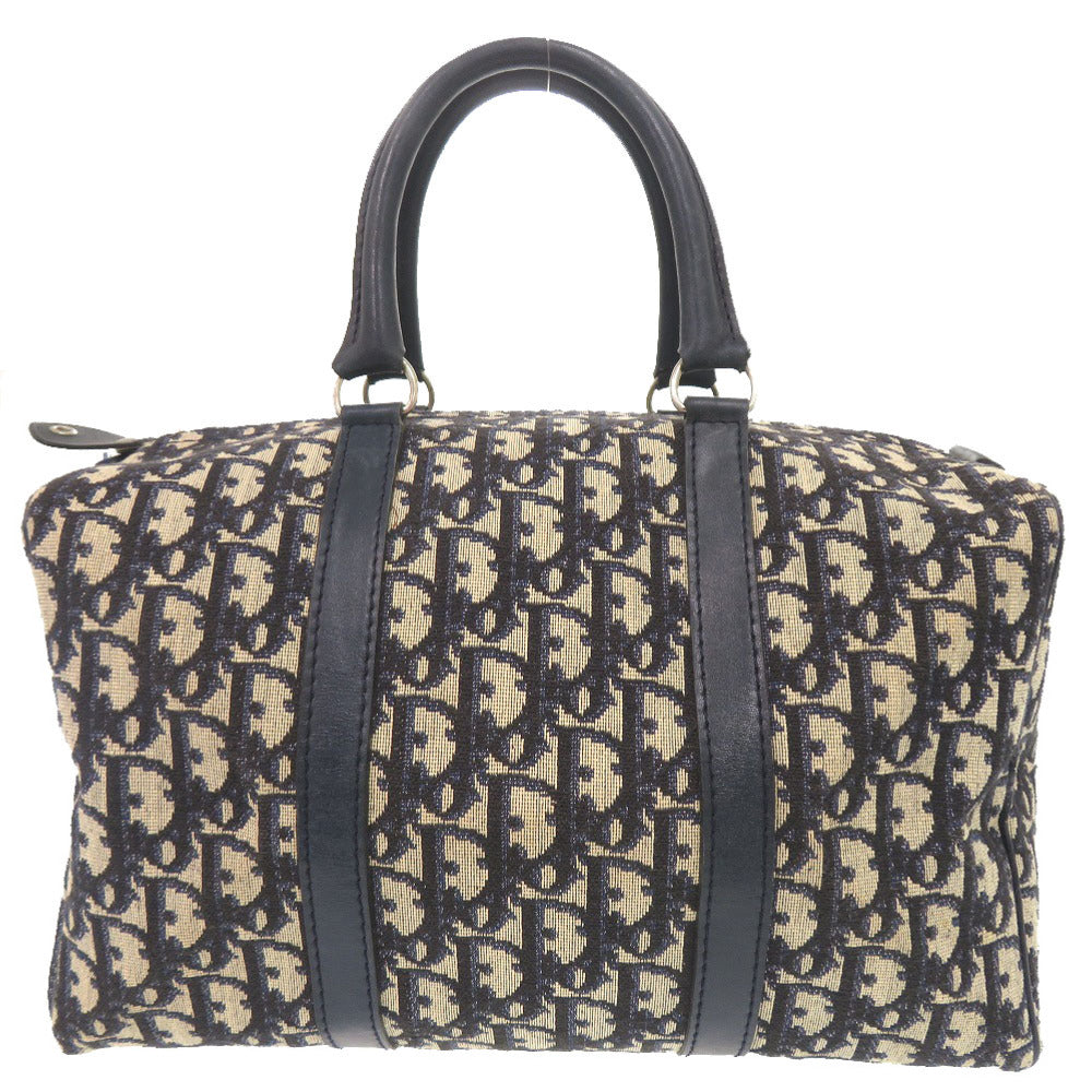 クリスチャンディオール トロッター キャンバス レザー ネイビー ベージュ ミニ ボストンバッグ ハンドバッグ 0265【中古】Christian Dior