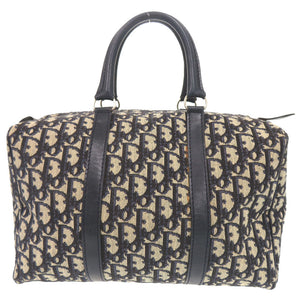 クリスチャンディオール トロッター キャンバス レザー ネイビー ベージュ ミニ ボストンバッグ ハンドバッグ 0265【中古】Christian Dior