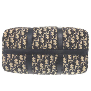 クリスチャンディオール トロッター キャンバス レザー ネイビー ベージュ ミニ ボストンバッグ ハンドバッグ 0265【中古】Christian Dior