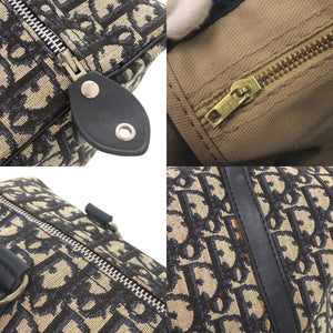 クリスチャンディオール トロッター キャンバス レザー ネイビー ベージュ ミニ ボストンバッグ ハンドバッグ 0265【中古】Christian Dior