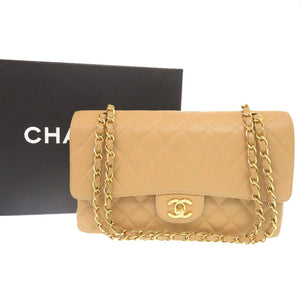美品 シャネル マトラッセ25 ダブルフラップ キャビアスキン 6番台 ゴールド金具 ベージュ ショルダーバッグ 0285【中古】CHANEL