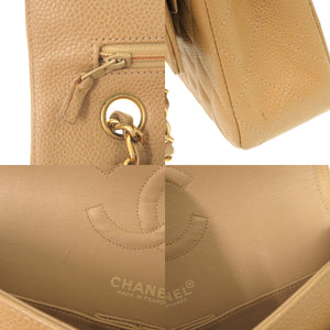 美品 シャネル マトラッセ25 ダブルフラップ キャビアスキン 6番台 ゴールド金具 ベージュ ショルダーバッグ 0285【中古】CHANEL