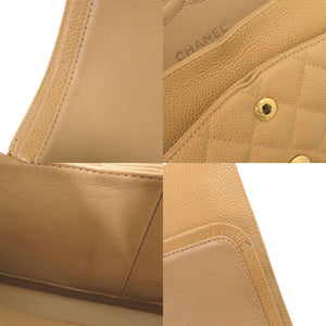 美品 シャネル マトラッセ25 ダブルフラップ キャビアスキン 6番台 ゴールド金具 ベージュ ショルダーバッグ 0285【中古】CHANEL