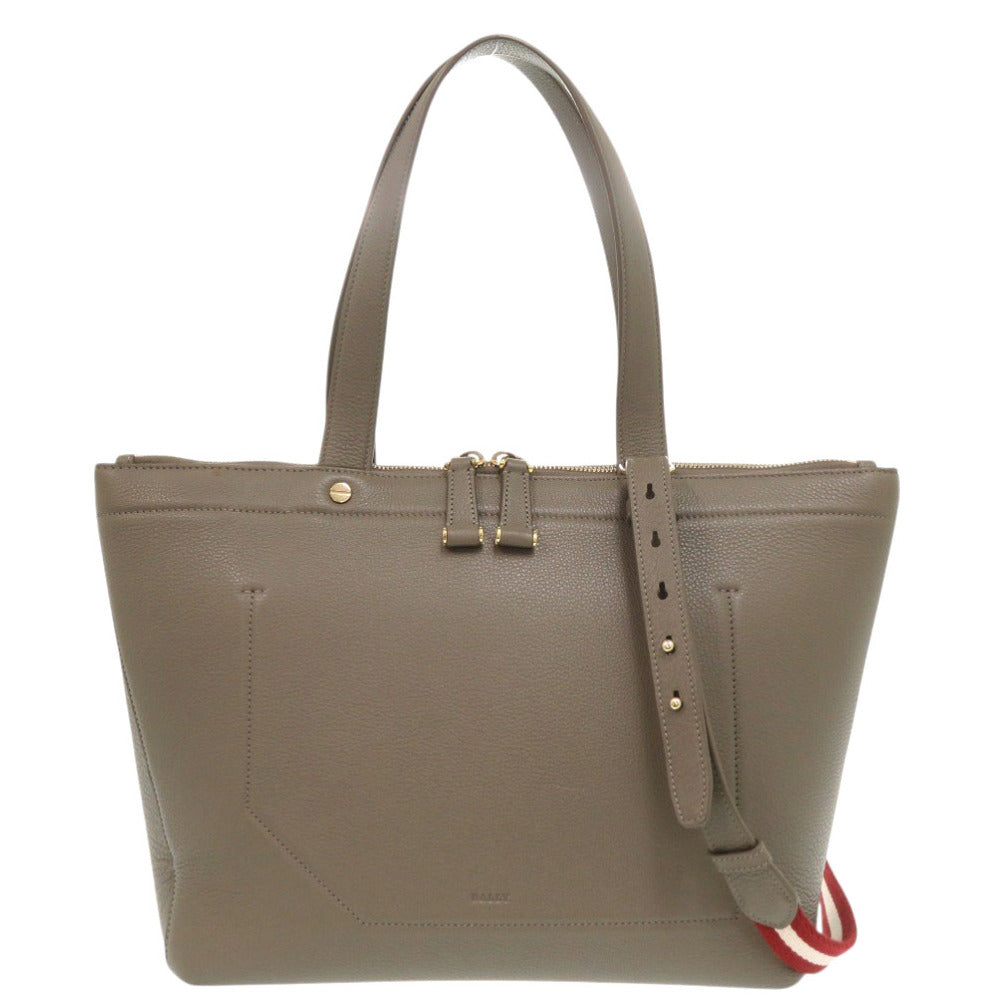 美品 バリー レザー グレージュ 2way トートバッグ 0291【中古】BALLY