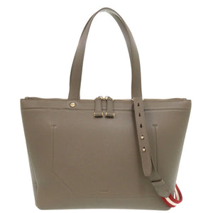 美品 バリー レザー グレージュ 2way トートバッグ 0291【中古】BALLY