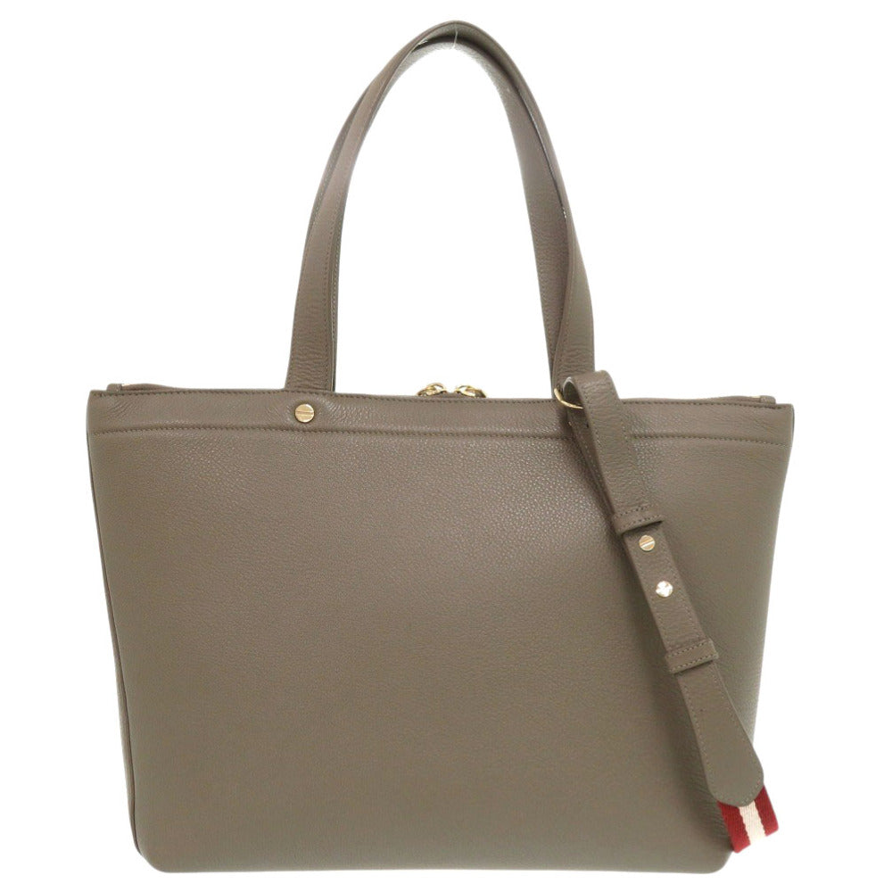 美品 バリー レザー グレージュ 2way トートバッグ 0291【中古】BALLY