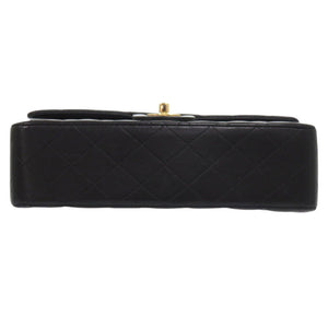 美品 シャネル マトラッセ25 ダブルフラップ 11番台 ラムスキン ゴールド金具 ブラック ショルダーバッグ 黒 0307【中古】CHANEL