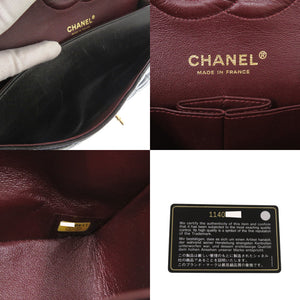 美品 シャネル マトラッセ25 ダブルフラップ 11番台 ラムスキン ゴールド金具 ブラック ショルダーバッグ 黒 0307【中古】CHANEL