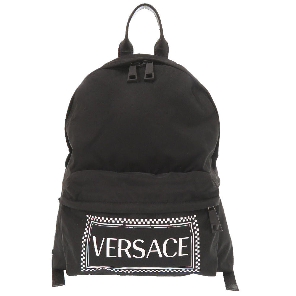 ジャンニ ヴェルサーチ ロゴ ナイロン ブラック リュック デイパック 黒 0310【中古】Gianni Versace