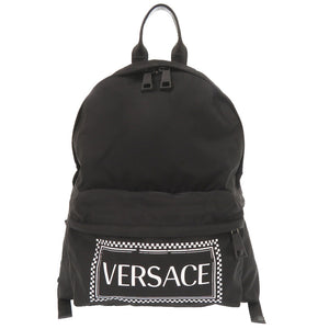 ジャンニ ヴェルサーチ ロゴ ナイロン ブラック リュック デイパック 黒 0310【中古】Gianni Versace