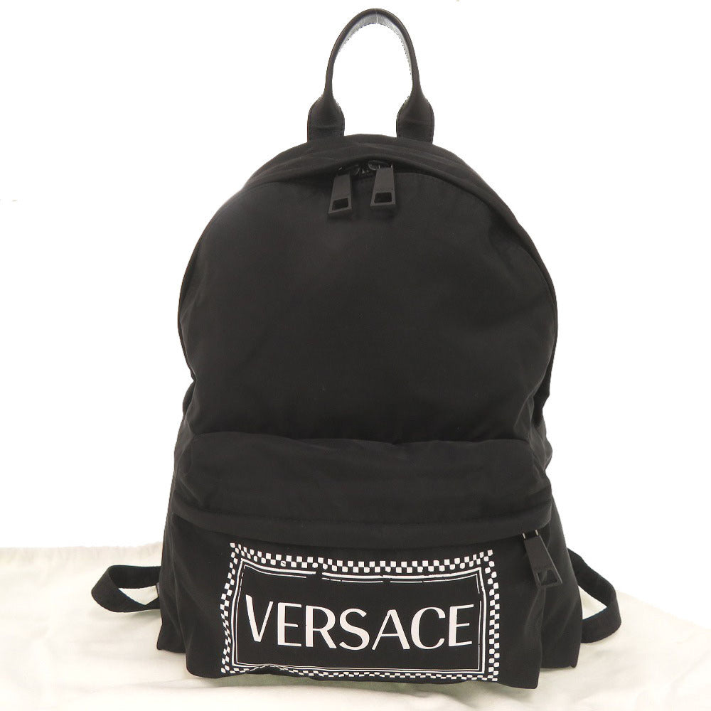 ジャンニ ヴェルサーチ ロゴ ナイロン ブラック リュック デイパック 黒 0310【中古】Gianni Versace