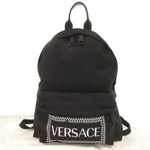 ジャンニ ヴェルサーチ ロゴ ナイロン ブラック リュック デイパック 黒 0310【中古】Gianni Versace