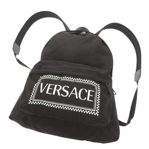ジャンニ ヴェルサーチ ロゴ ナイロン ブラック リュック デイパック 黒 0310【中古】Gianni Versace