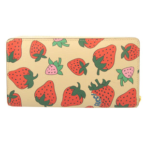 美品 グッチ ズゥミ ストロベリー 570661 レザー アイボリー ラウンドファスナー長財布 財布 0337【中古】GUCCI