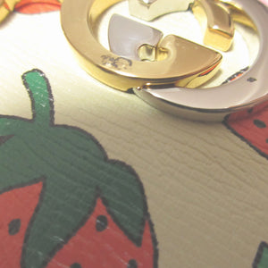 美品 グッチ ズゥミ ストロベリー 570661 レザー アイボリー ラウンドファスナー長財布 財布 0337【中古】GUCCI
