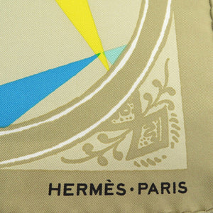 美品 エルメス カレ90 Jeu de Soie シルク ゲーム スカーフ ベージュ 0339【中古】HERMES