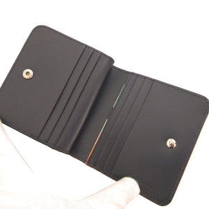未使用 ポールスミス アーティスト ストライプ プラー レザー オレンジ 2つ折り財布 財布 0344【中古】Poul Smith