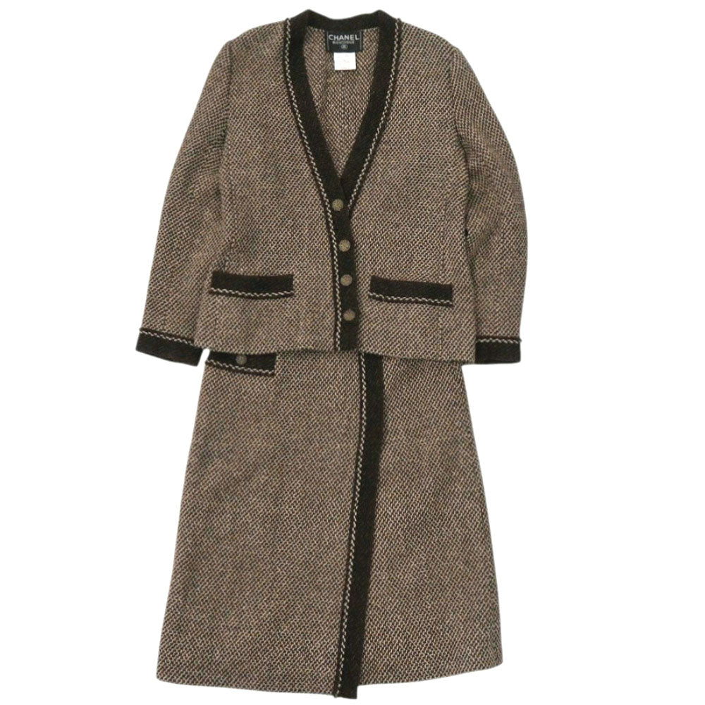 美品 シャネル P11501V06858 ツイード セットアップ サイズ38 ウール ブラウン 0348【中古】CHANEL