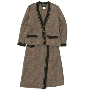 美品 シャネル P11501V06858 ツイード セットアップ サイズ38 ウール ブラウン 0348【中古】CHANEL