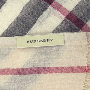 美品 バーバリー チェックストール ウール シルク ベージュ ブラック レッド スカーフ 0350【中古】BURBERRY
