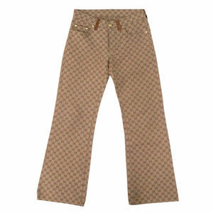グッチ ヴィンテージ GGキャンバス レザー キャメル ベージュ ブラウン ゴールド金具 サイズ44 301-0640-5191 デニム パンツ ボトムス 0351【中古】GUCCI メンズ