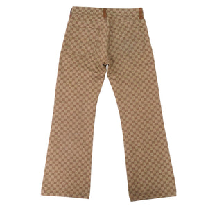 グッチ ヴィンテージ GGキャンバス レザー キャメル ベージュ ブラウン ゴールド金具 サイズ44 301-0640-5191 デニム パンツ ボトムス 0351【中古】GUCCI メンズ