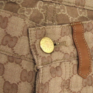 グッチ ヴィンテージ GGキャンバス レザー キャメル ベージュ ブラウン ゴールド金具 サイズ44 301-0640-5191 デニム パンツ ボトムス 0351【中古】GUCCI メンズ