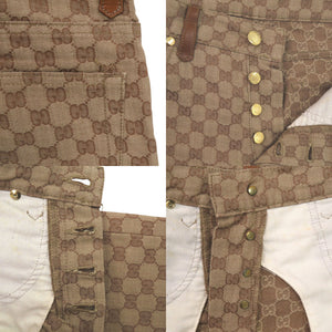 グッチ ヴィンテージ GGキャンバス レザー キャメル ベージュ ブラウン ゴールド金具 サイズ44 301-0640-5191 デニム パンツ ボトムス 0351【中古】GUCCI メンズ